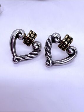 ✨ Vintage Brighton Two-Tone Heart Twist Post Drop Earrings *Retired* ✨